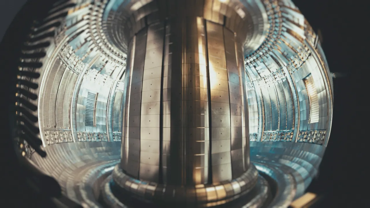 Inside of a fusion reactor. ITER, International fusion reactor, tokamak. Nuclear fusion, clean energy concept.