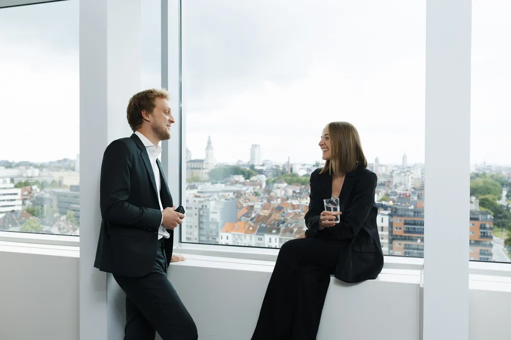 Our colleague in Ghent office with his laptop.
