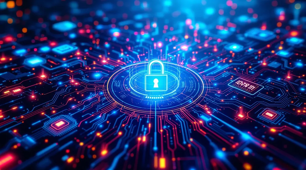 A lock that is surrounded by lines and codes