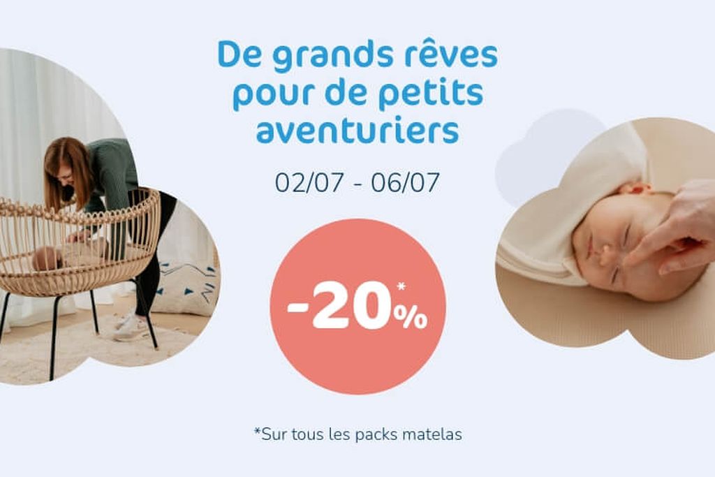 -20% sur tous les packs metelas 02.07 – 06.07