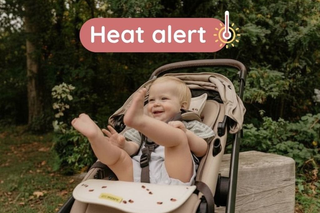 heat alert. baby in stroller with air layer