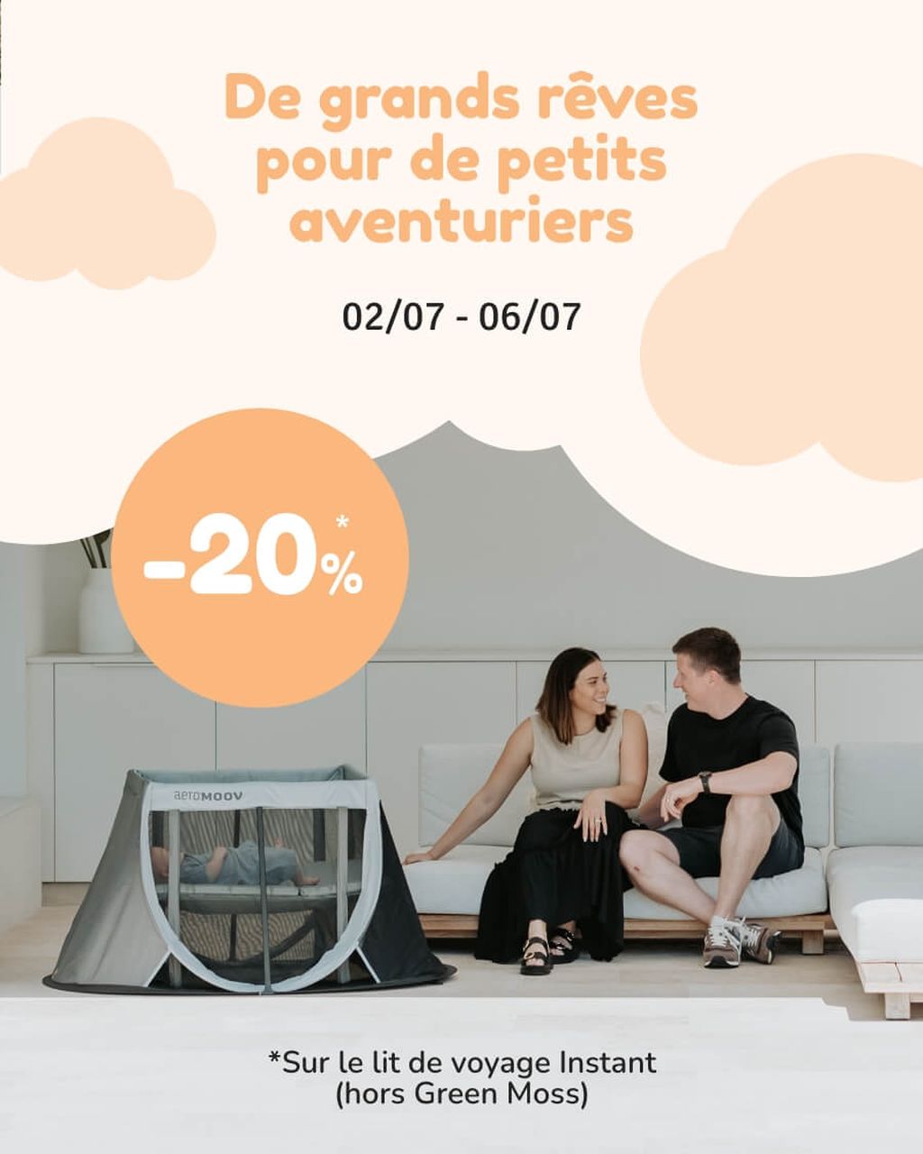 02.07 – 06.07 20% sur le lit de voyage instant hors green moss