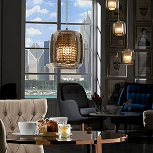 Aqua - LED-hänglampa med skärm av effektglas