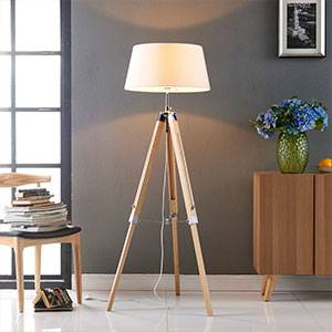 Lampadaire Katie avec trépied en bois