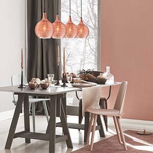 Balkpendellampa Fiona i koppar, 4 lampor