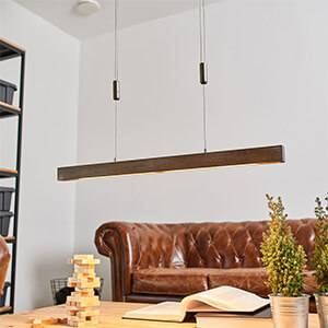 Suspension linéaire à LED en bois Nora réglable en hauteur