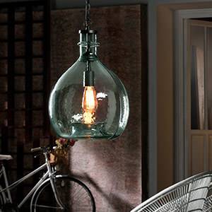 Rustik glashänglampa Laia, blå