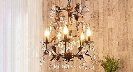 Lámpara de araña Malaika centelleante marrón óxido