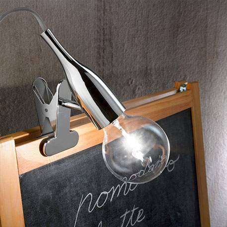 Praktisk Picchio klemmelampe med kromfinish