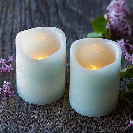 Două lumânări mici din ceară cu LED Tenna, verde mentă