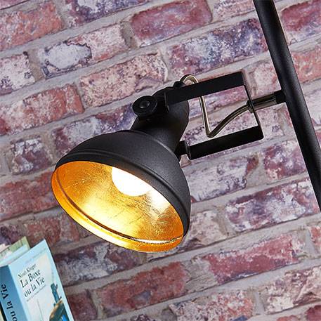 Crna LED podna lampa Lilly s tri reflektora