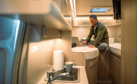 Arbeiten im Wohnwagen