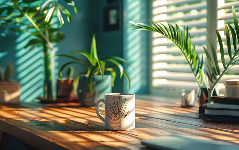 Tassekaffee sonnendurchflutetes Zimmer