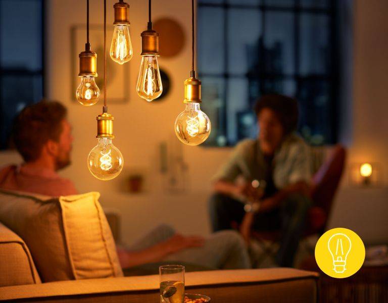 Philips LED-pære E27 gull dimbar