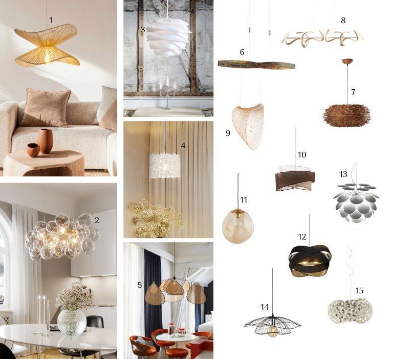 Lámparas colgantes orgánicas y elegantes