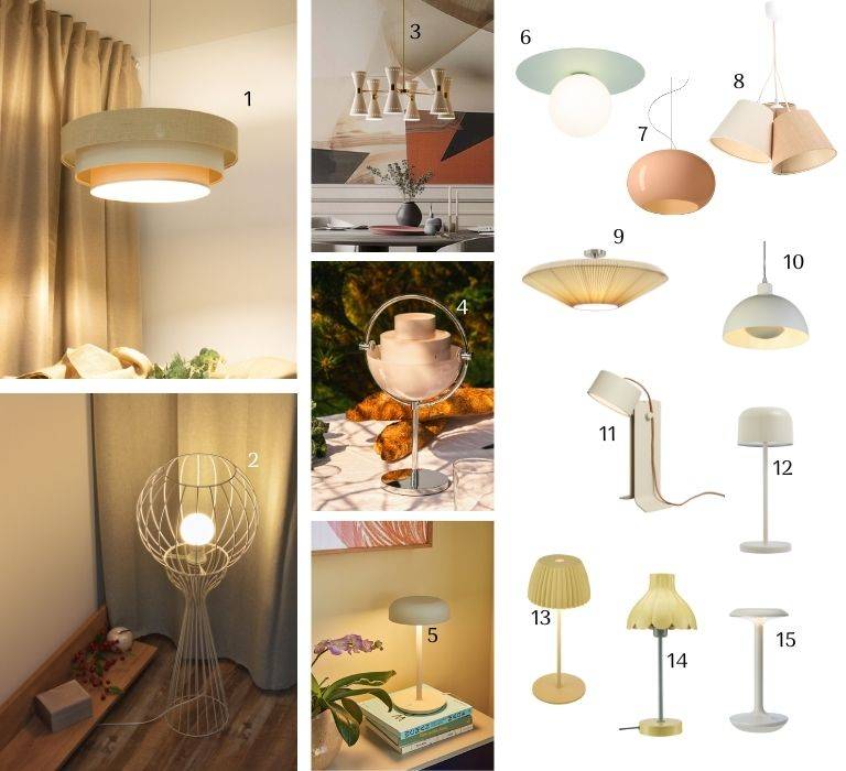 Leuchten von Beige bis ganz zart getönt