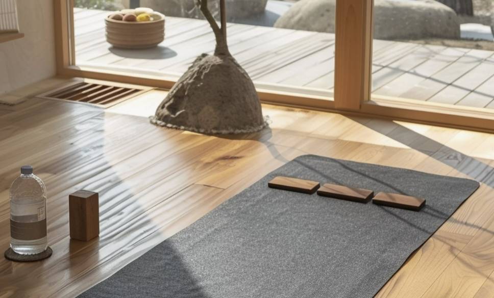 Quiet life with yoga equipment