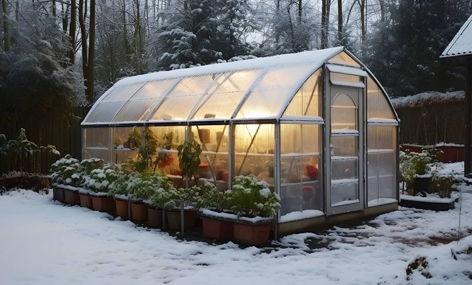 Gartenhaus im Winter