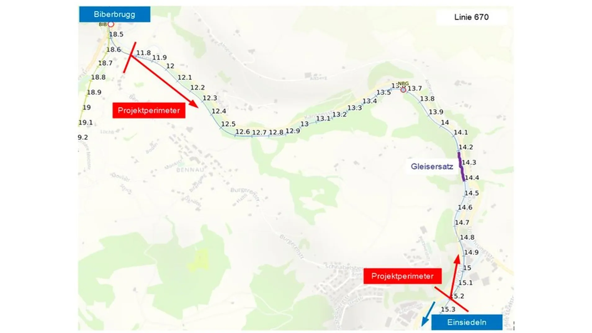 Für die Erneuerung des Bahnstroms und der Fahrbahn Biberbrugg – Einsiedeln hat das Tool eine Bündelung empfohlen – und damit das Vorgehen gewählt, das unabhängig davon auch die Spezialisten der SOB als zielführend erachtet haben. © Andina