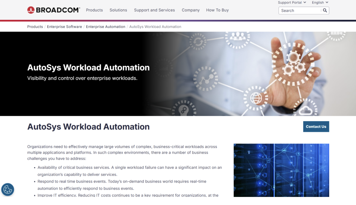 Broadcom AutoSys Workload Automation Broadcom AutoSys Workload Automation Website Screenshot