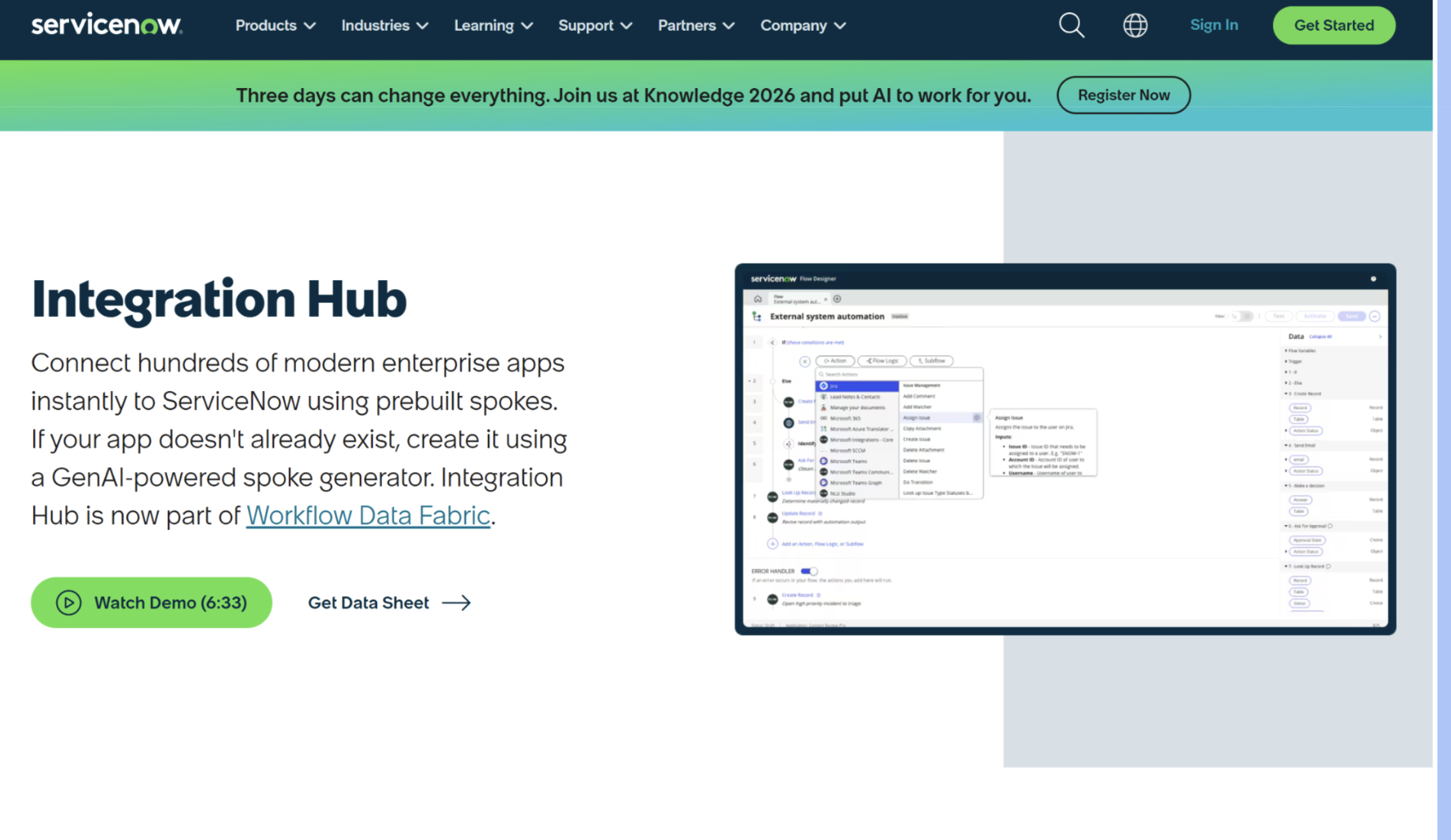 ServiceNow Website Screenshot
