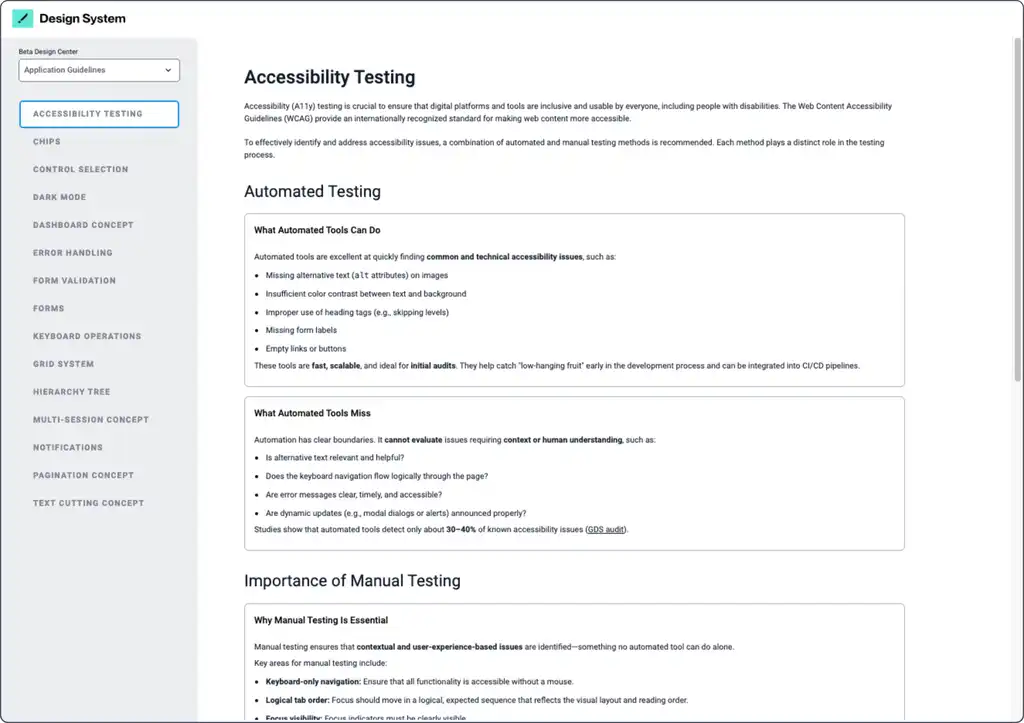 Accessibility-Testing im Beta Design System