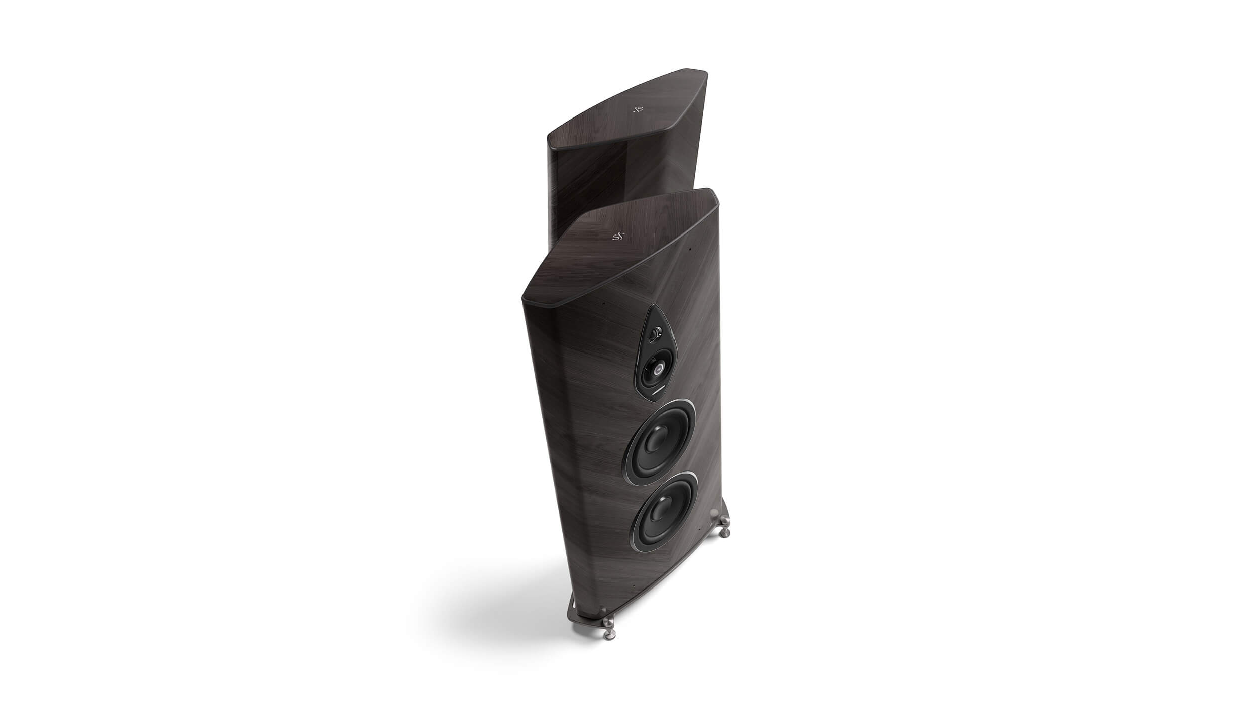 Pair of Sonus faber Stradivari G2 speakers in Graphite finish, epitomizing elegance and audio excellence in style.