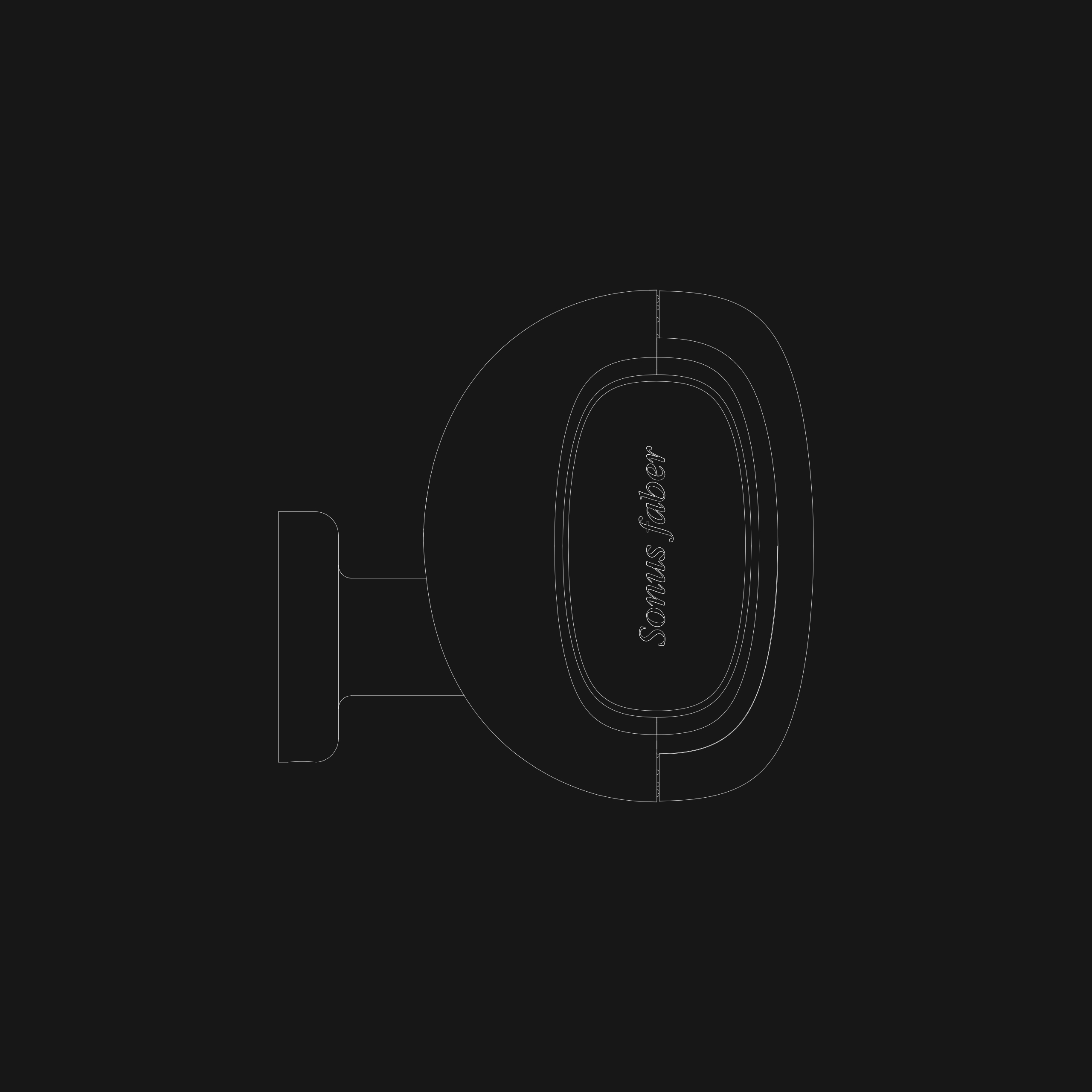 Monochromatic technical drawing of the Sonus faber Aster outdoor speaker, accentuating its sleek design.