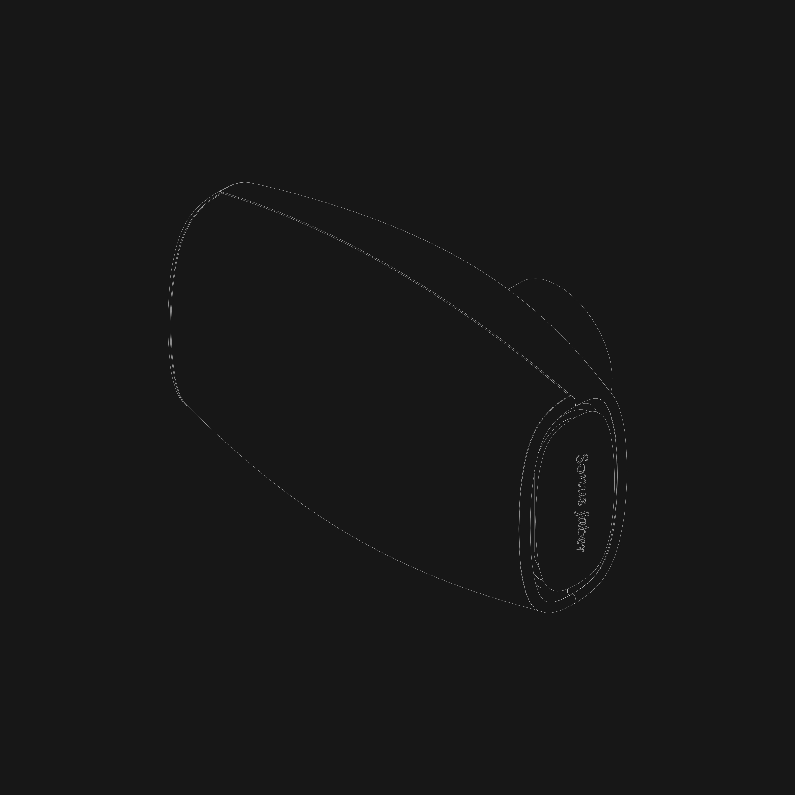 Monochromatic technical drawing of the Sonus faber Aster outdoor speaker, accentuating its sleek design.