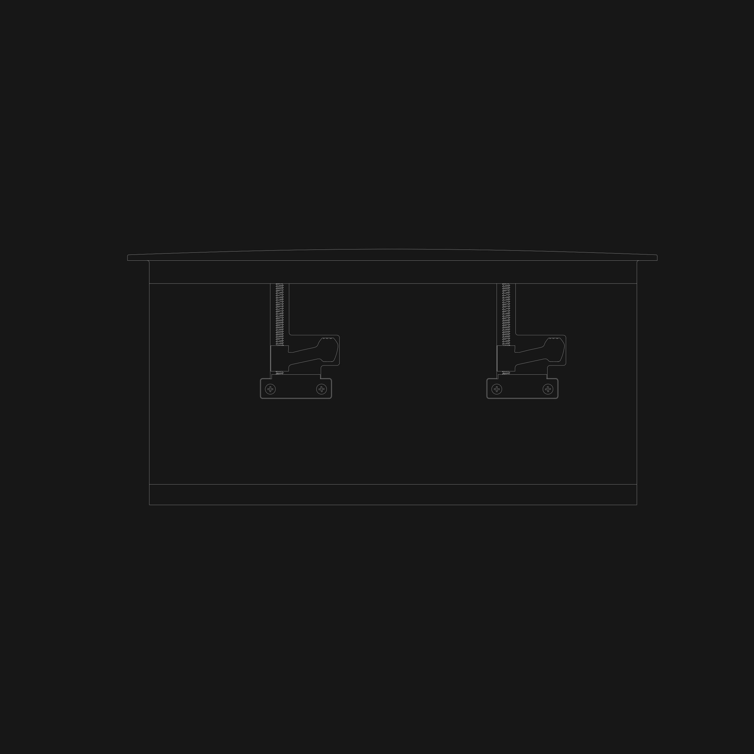 Top-down monochromatic technical drawing of the Sonus faber Palladio Collection's PC-664P, highlighting its sleek design.