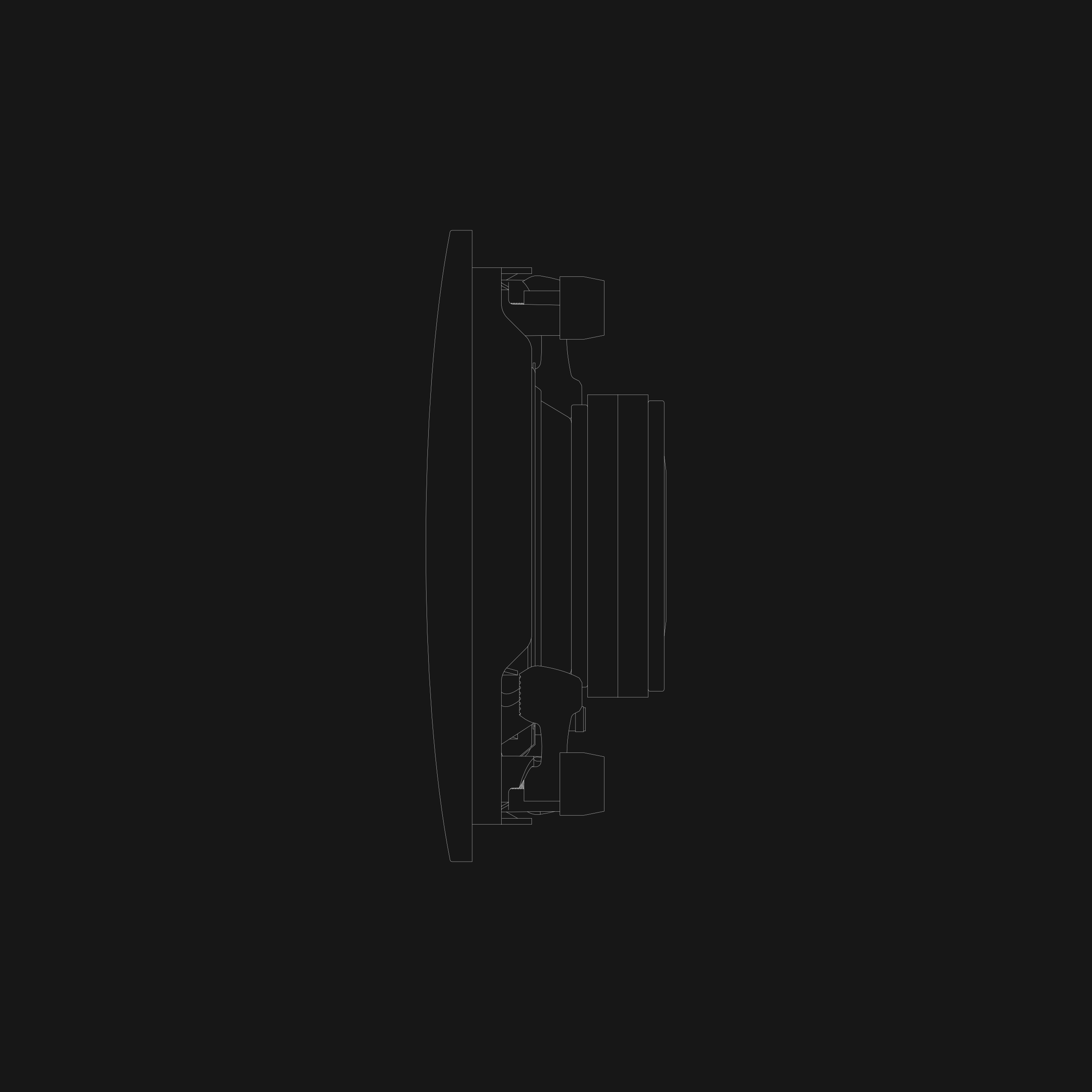 Profile monochromatic technical drawing of the Sonus faber PS-G101 in-wall passive subwoofer in black and white.