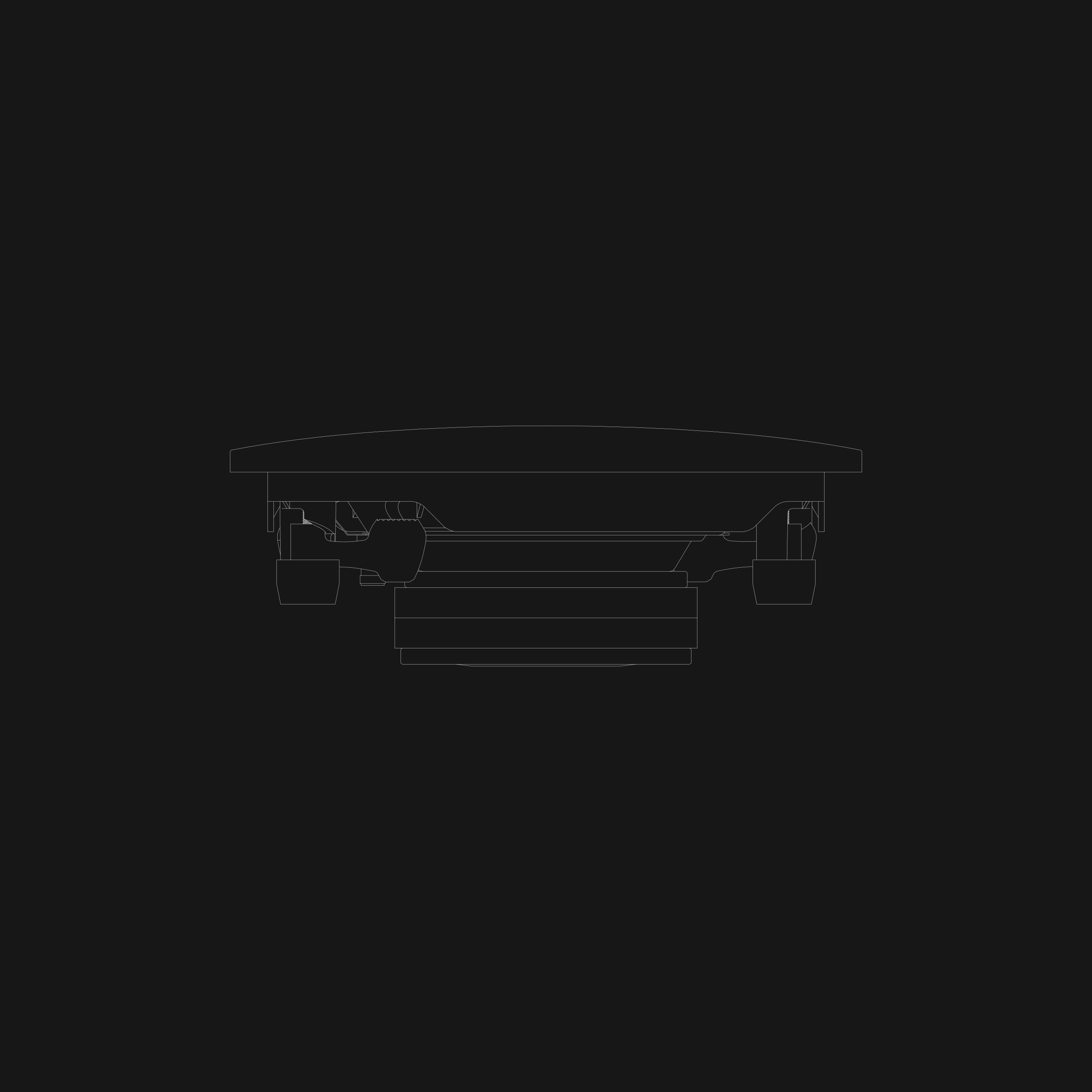 Tech drawing of the Sonus faber PS-G101 in-wall passive subwoofer in black and white, providing an aerial perspective.