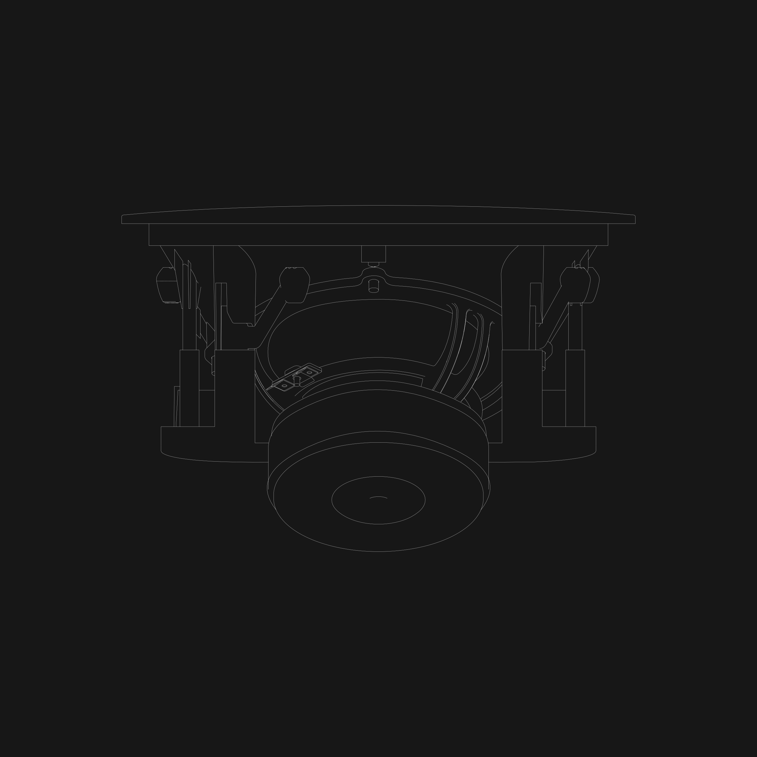 Aerial black and white tech sketch of the the PC-662P 2-way in-ceiling system from Sonus faber's Palladio Collection.