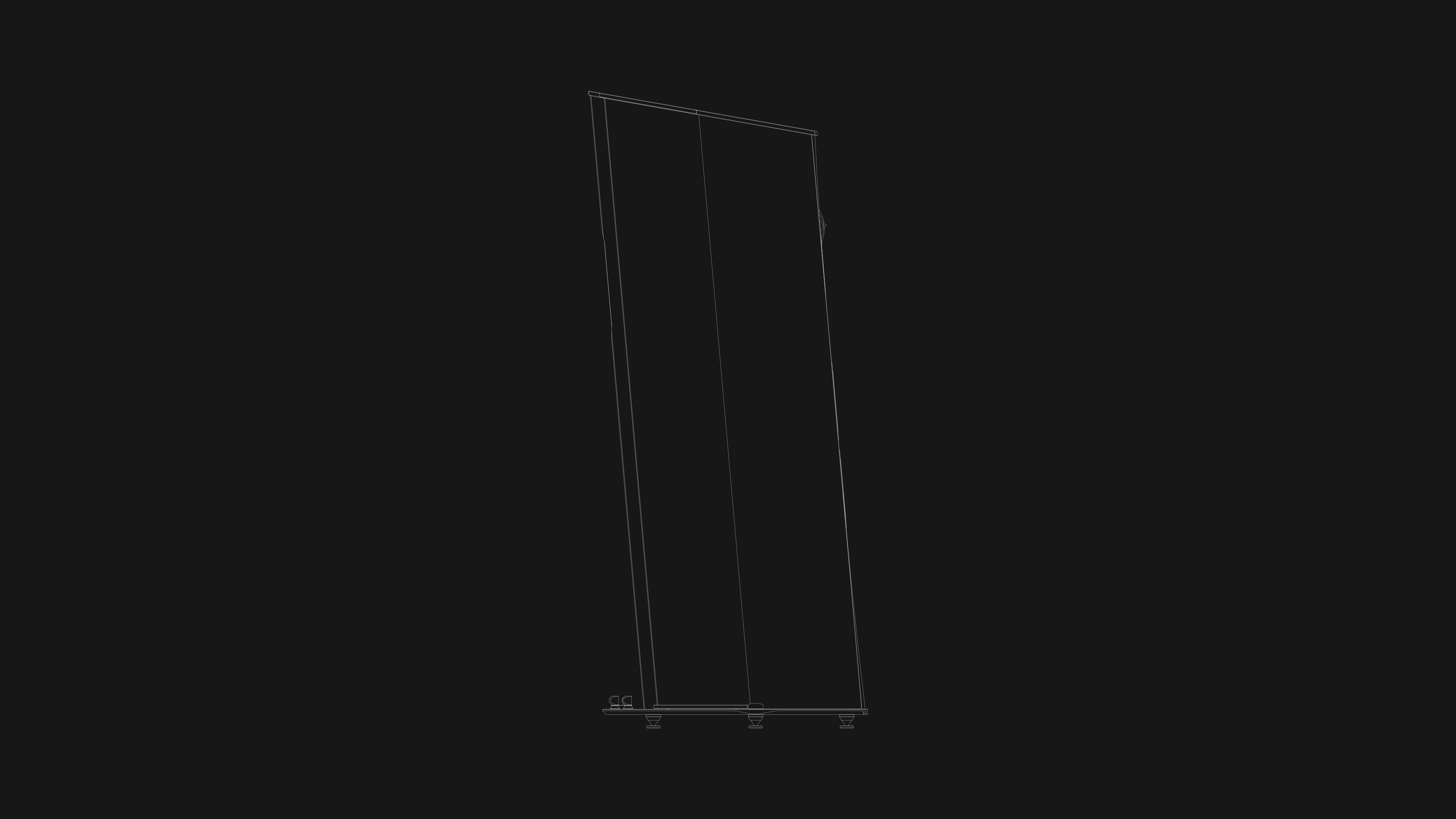 Side black and white tech rendering of Sonus faber Il Cremonese floorstanding speaker, highlighting clean lines.