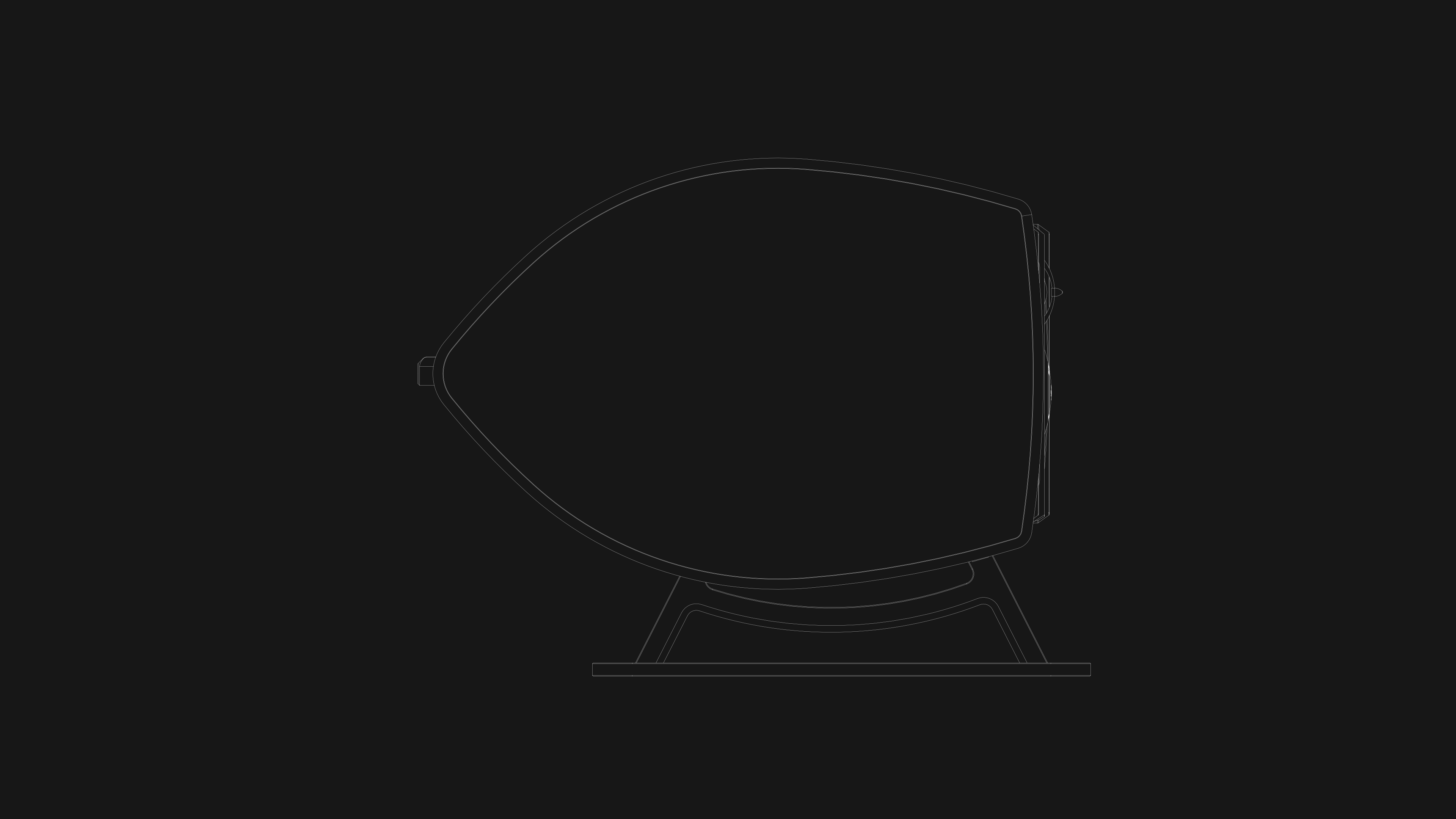 Side black and white technical drawing showcasing the details of Sonus faber's Vox G3 home cinema speaker.