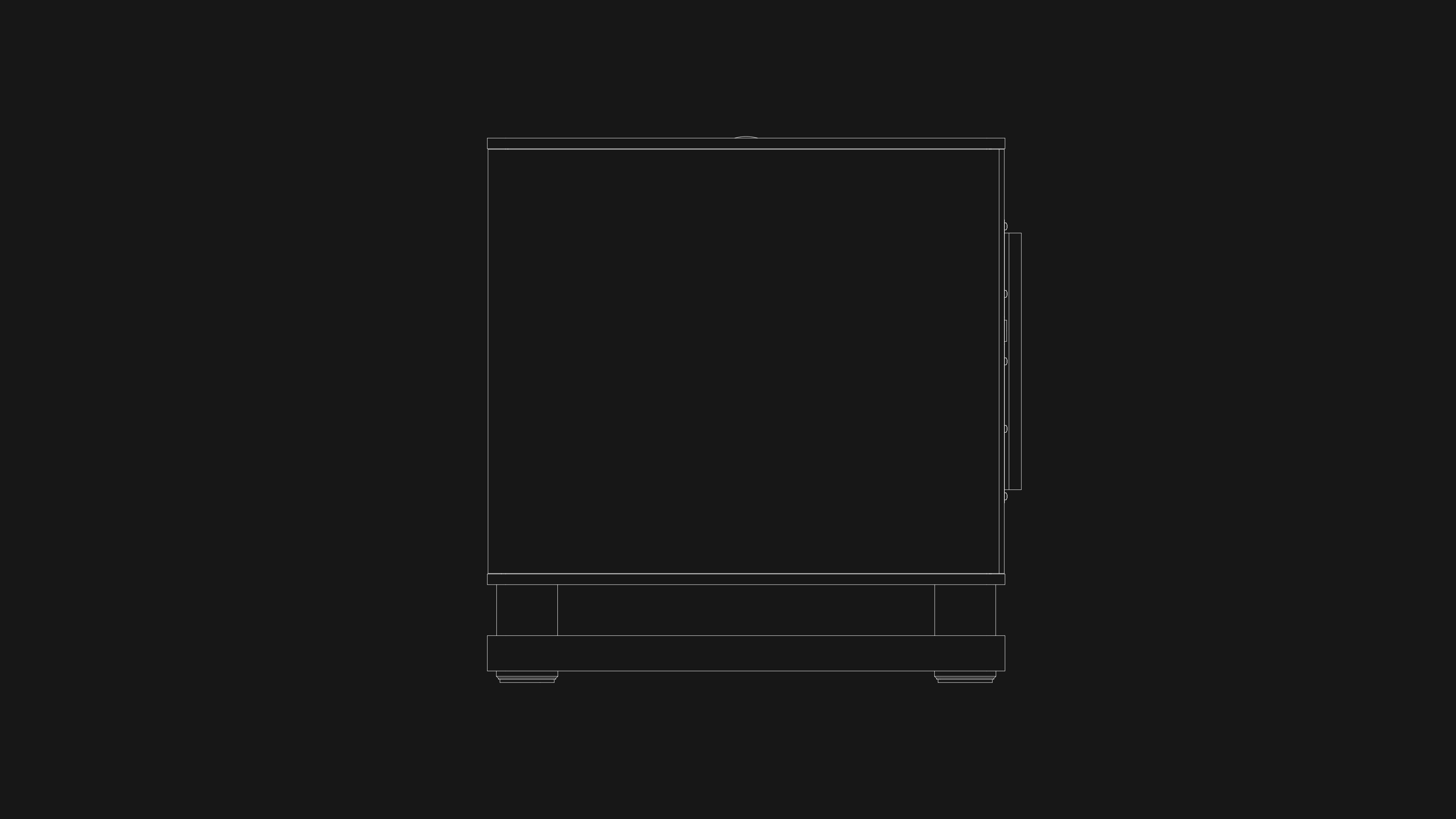 Side black and white sketch showcasing the clean Italian design of the Sonus faber Gravis VI subwoofer.