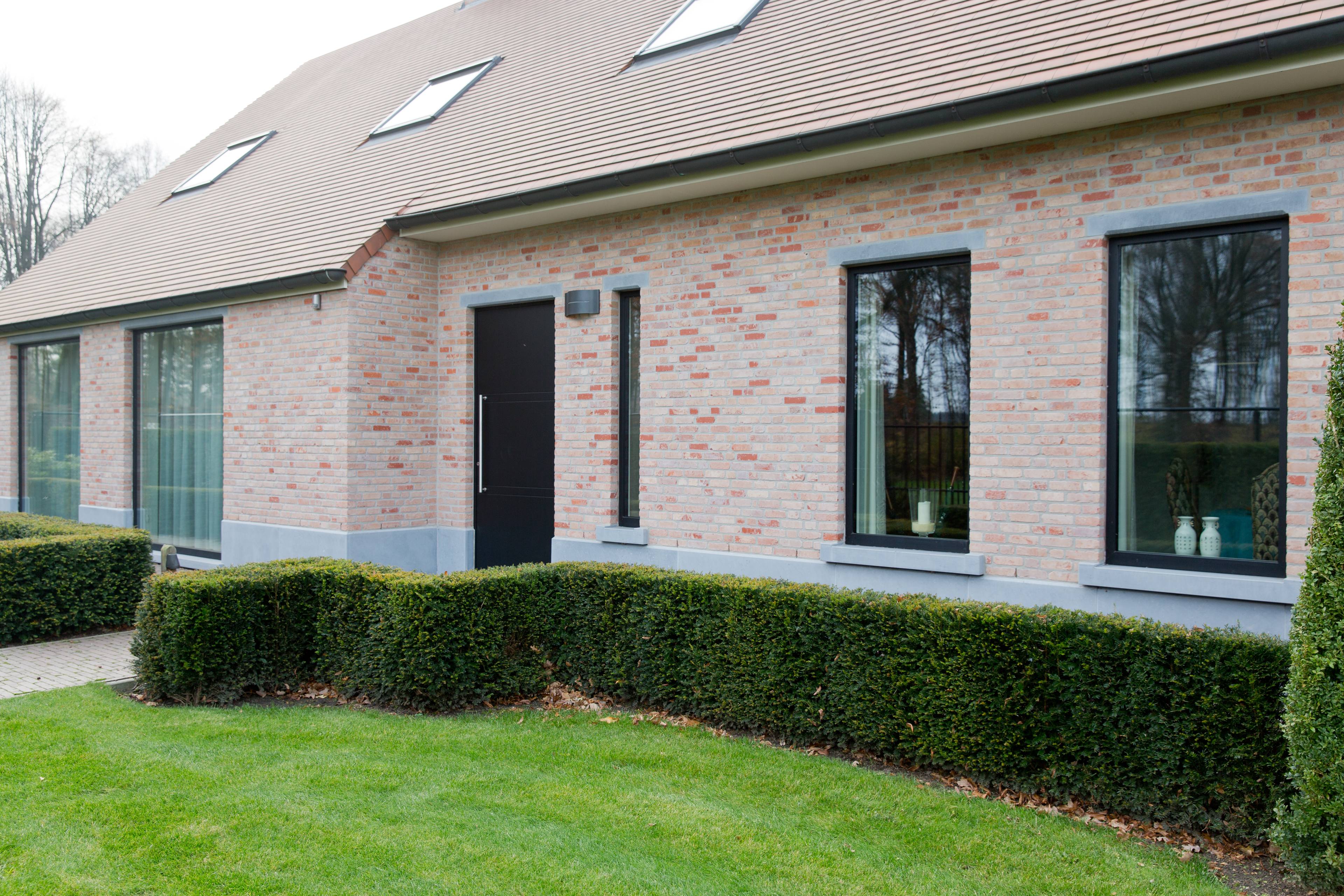 Châssis en aluminium noir dans une habitation neuve de style classique