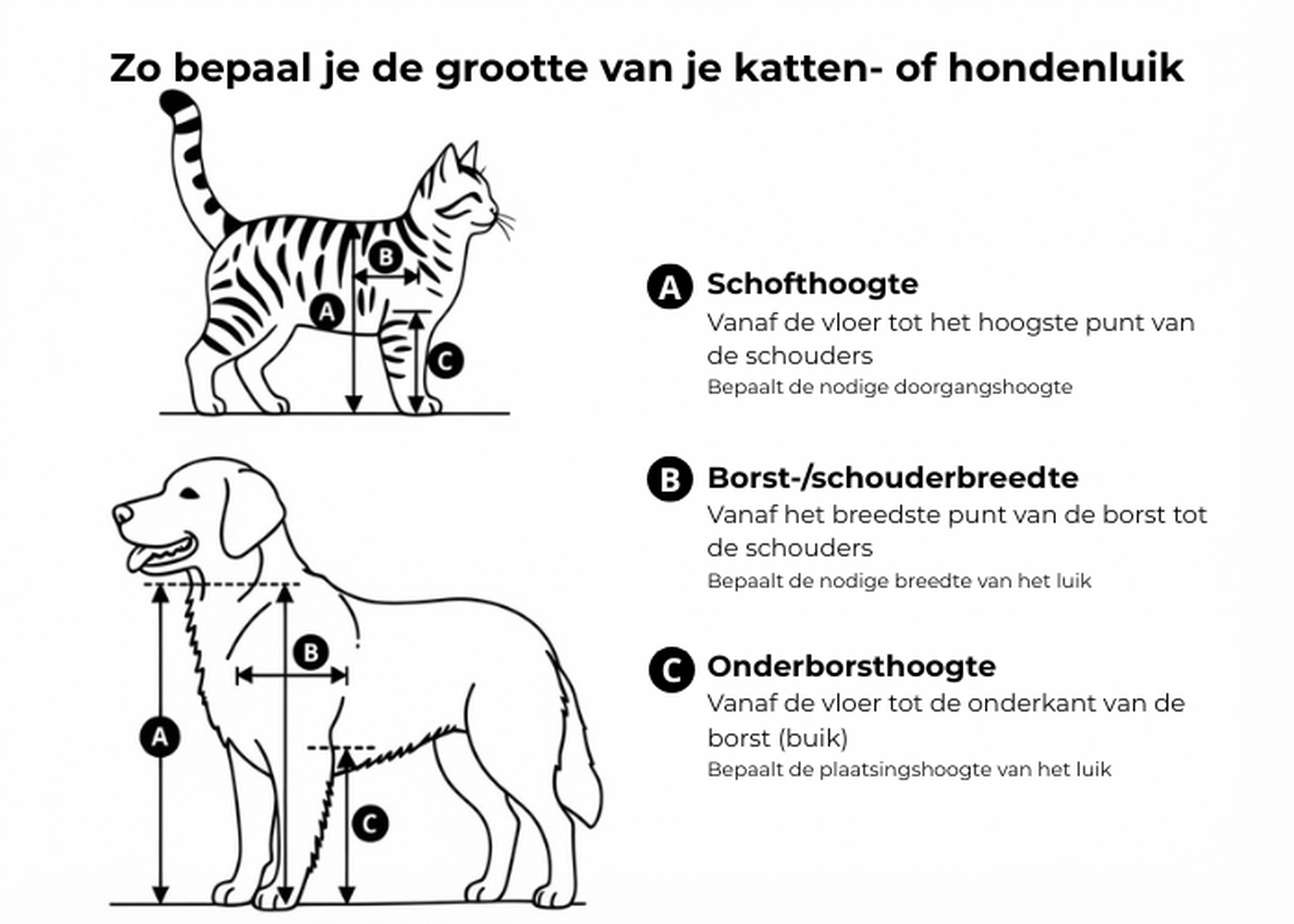 Zo bepaal je de grootte van je kattenluik of hondenluik