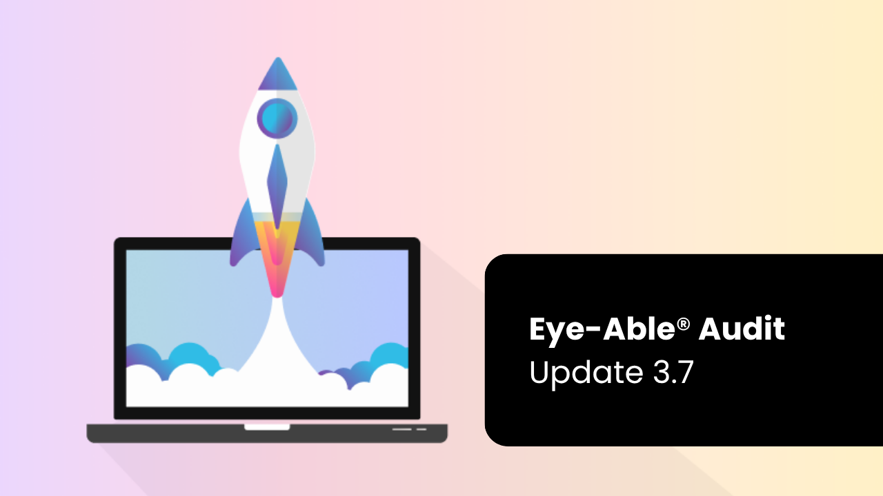 Illustration of a colorful rocket launching from a laptop screen, symbolizing a software update. To the right, a black text box reads: 