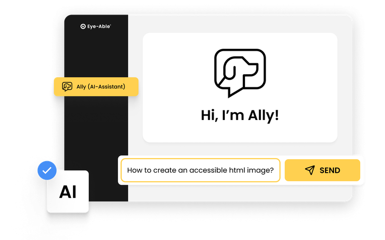 Ally AI assistant by Eye-Able with chat interface