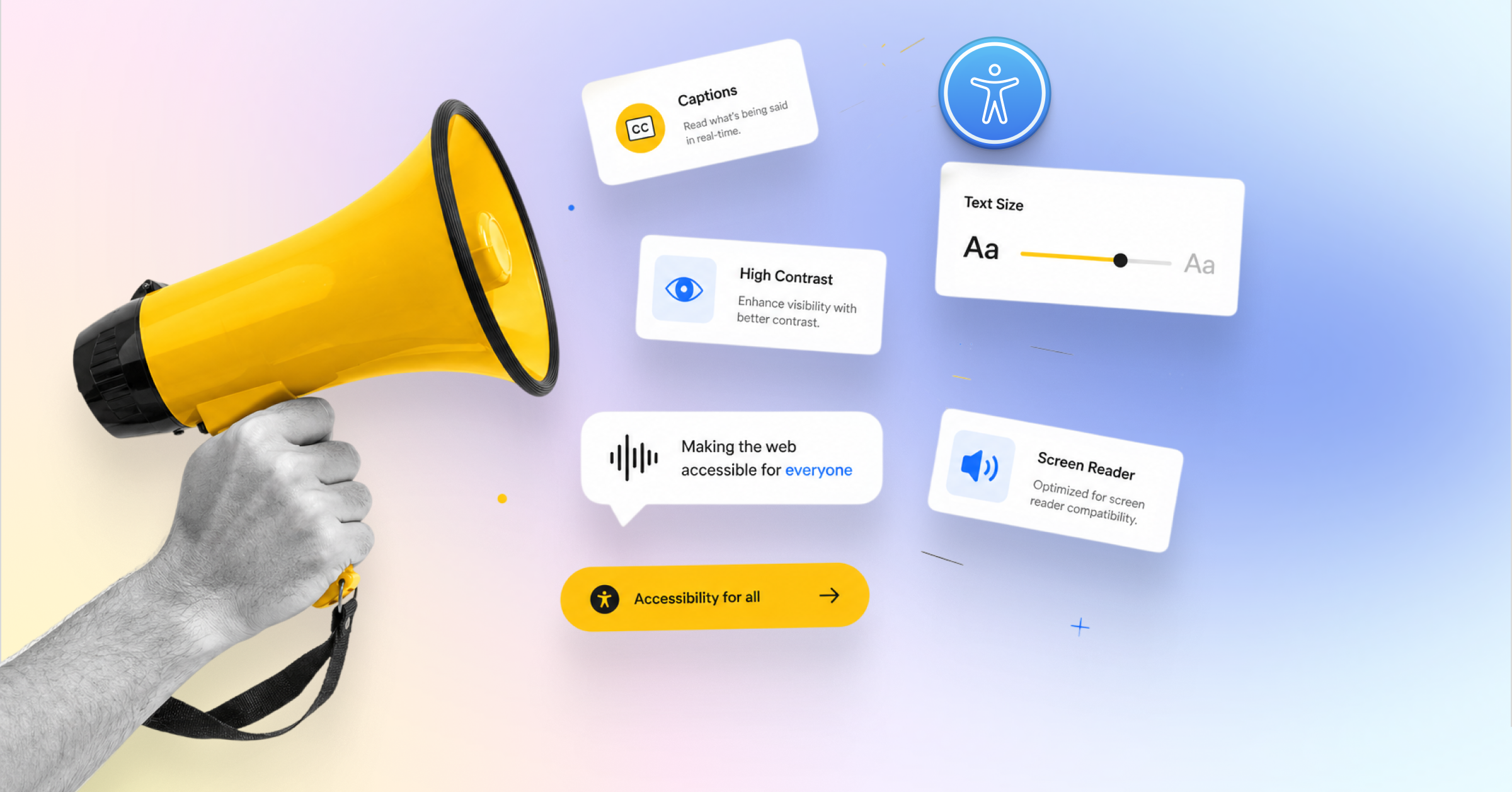 Megaphone with accessibility snippets