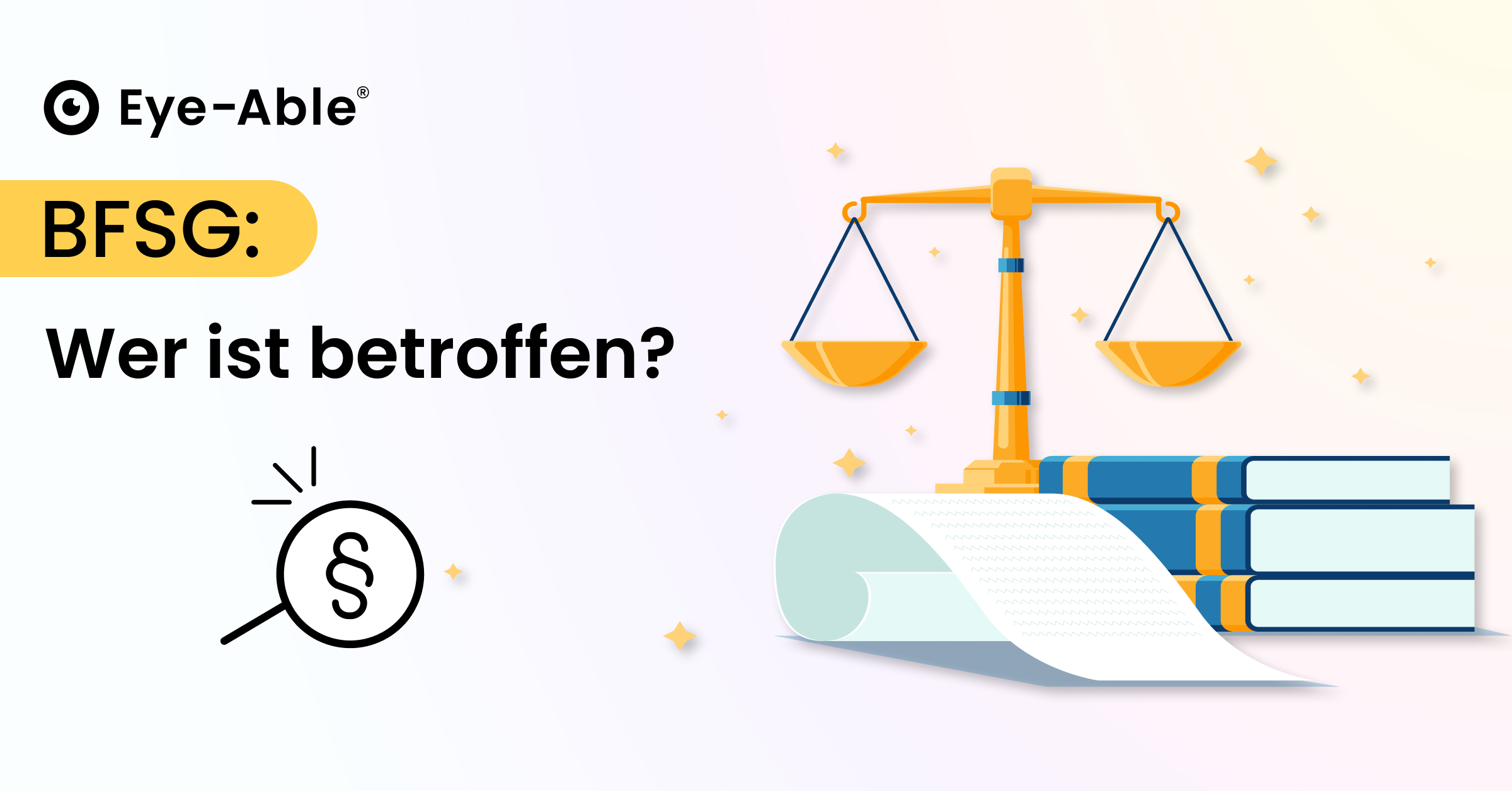 Waage mit Büchern und Blatt Papier und Titel 