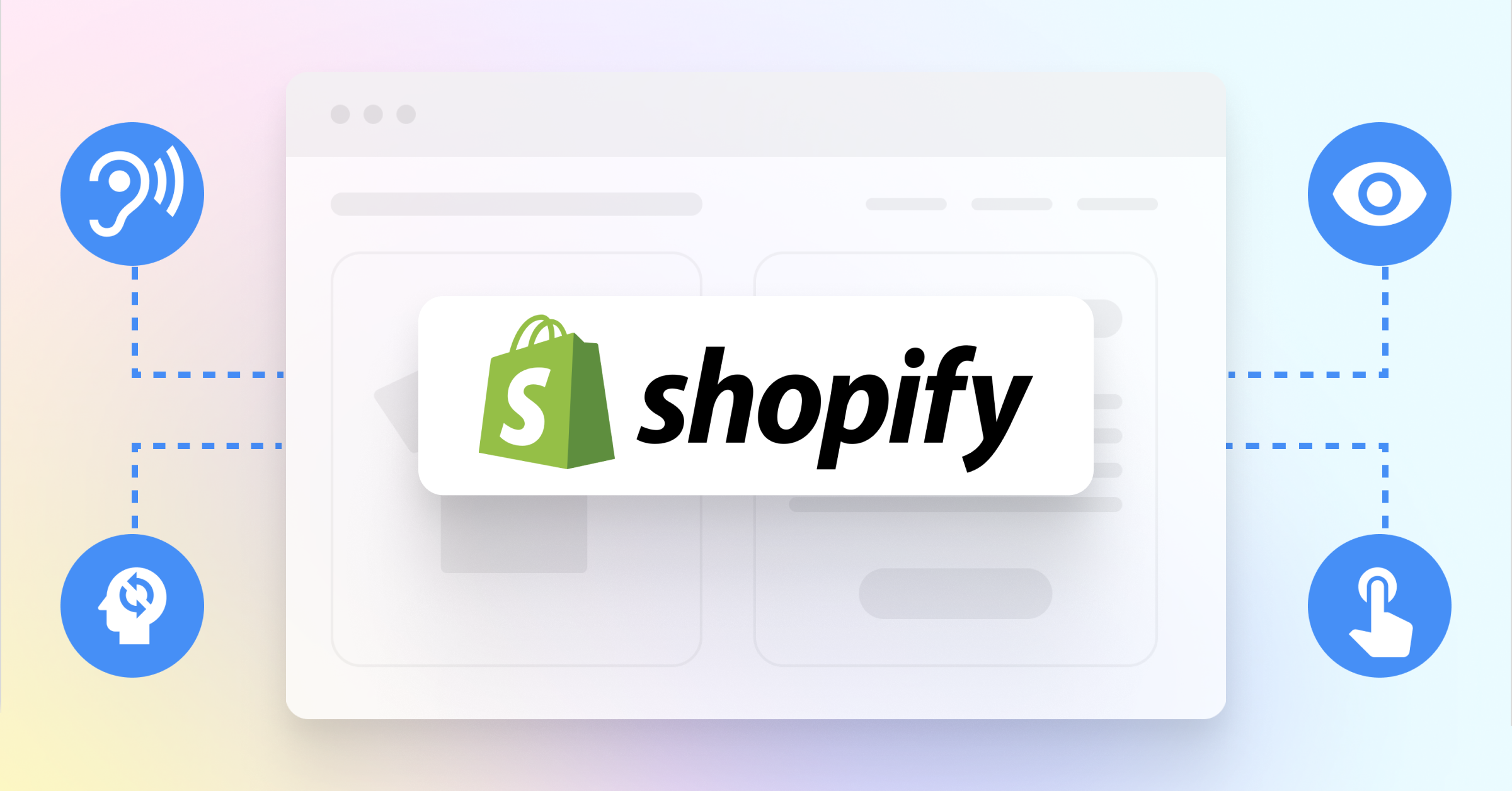 Shopify logo with four accessibility icons