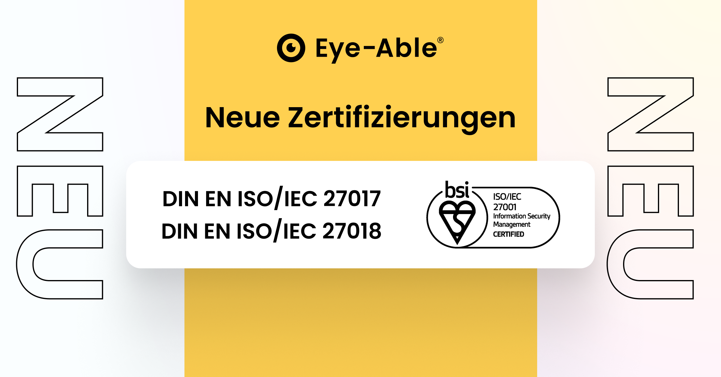 Banner mit neuen ISO-Zertifizierungen 27017 und 27018