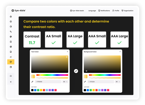 Color contrast checker for WCAG compliance