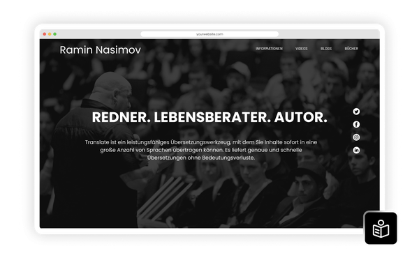 Beispiel einer Website mit Sprachauswahl und mehrsprachigen Inhalten mit Eye-Able..