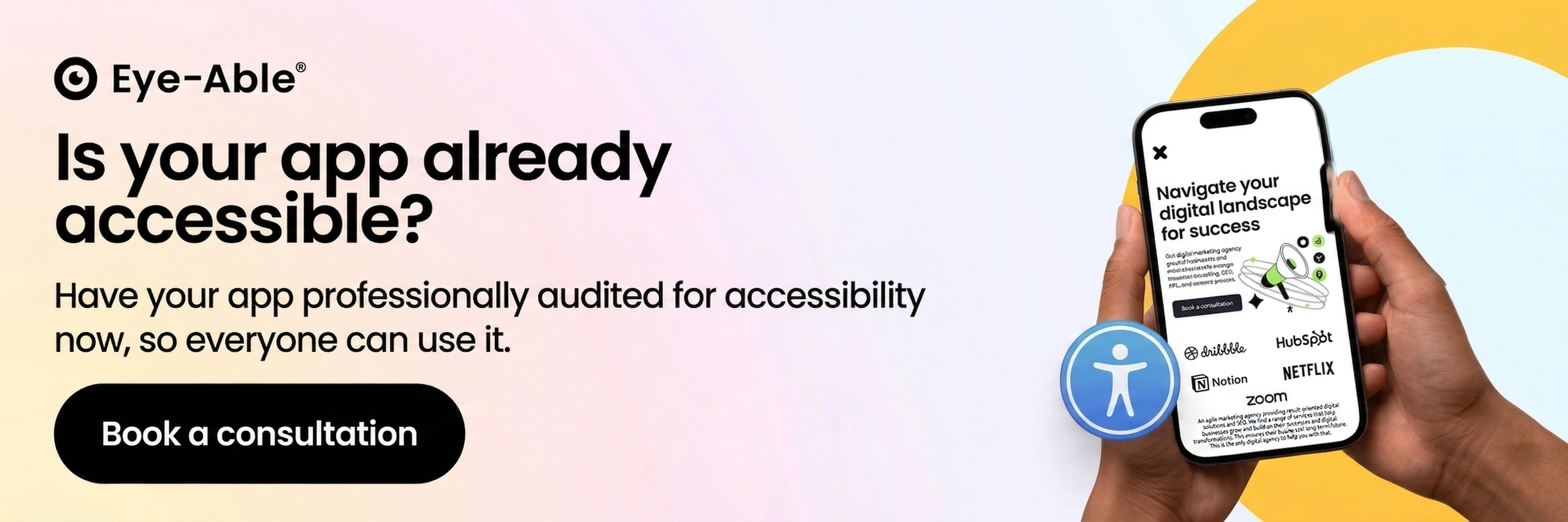 CTA banner for app testing leading to free expert consultation