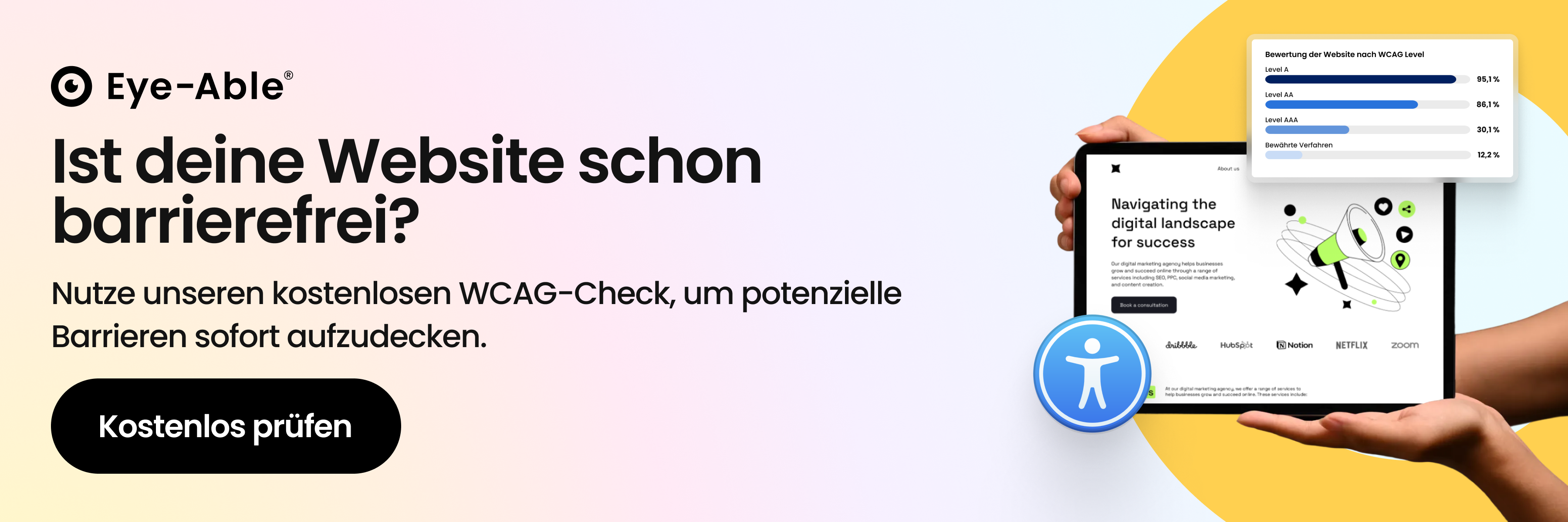 Banner mit Weiterleitung zum kostenlosen Website-Check