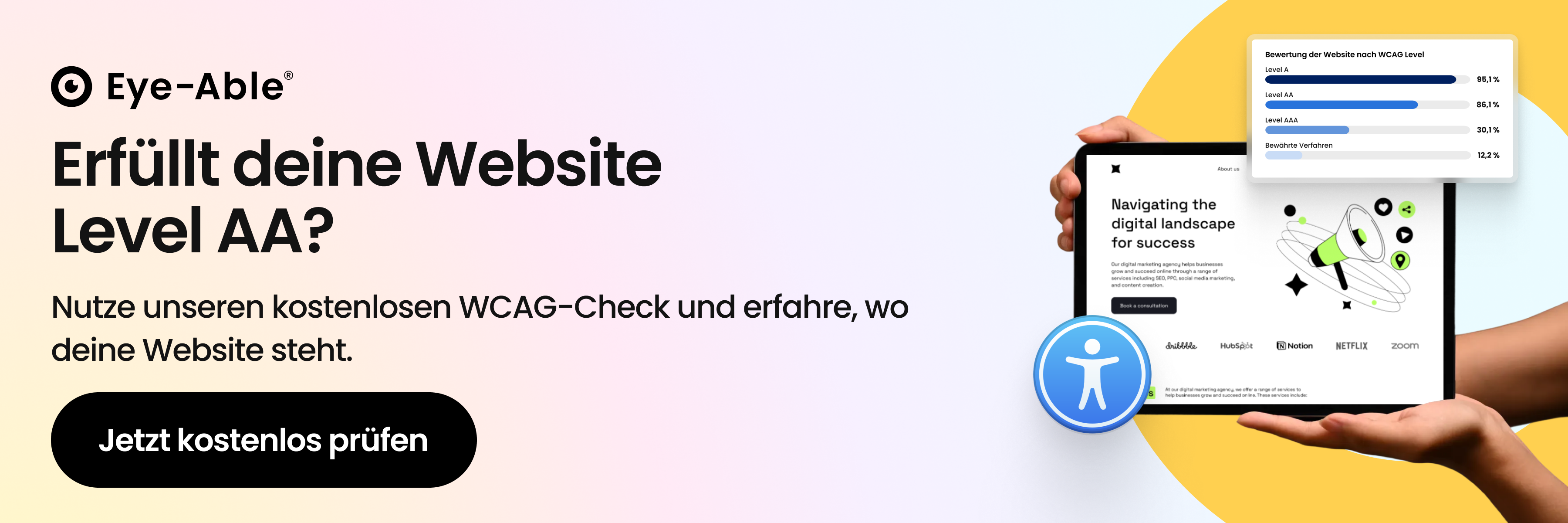 CTA Banner, das zum kostenlosen Website-Check führt