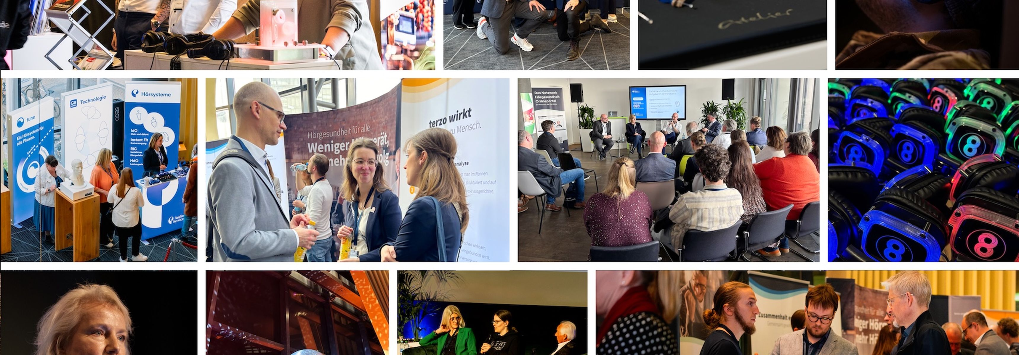 Collage von Fotos, die bei der Nacht der Hörgesundheit 2025 aufgenommen wurden